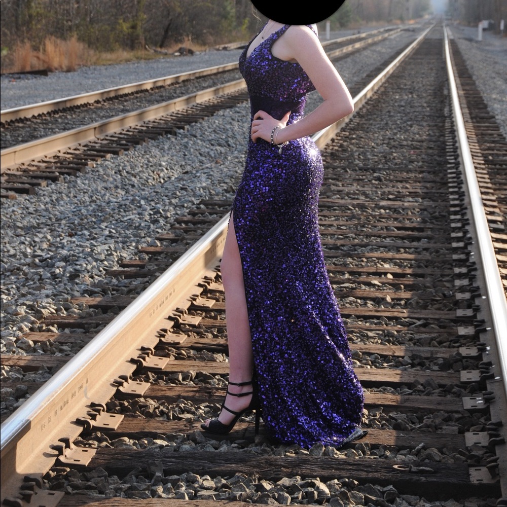 Purple sequin Prom Gown